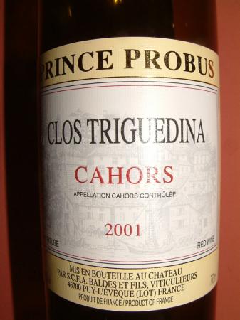 CAHORS PRINCE PROBUS 2001 DE CLOS TRIGUEDINA